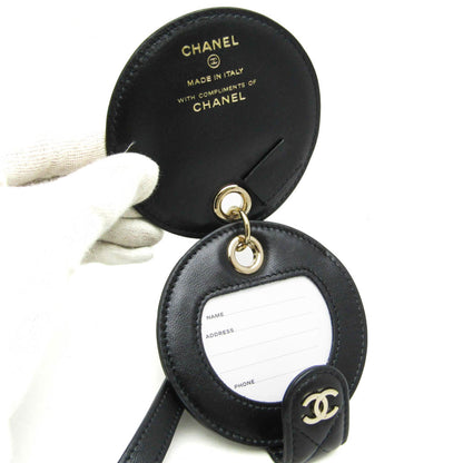 Chanel Name Tag Quilted Leather, Black, Leather, Charm