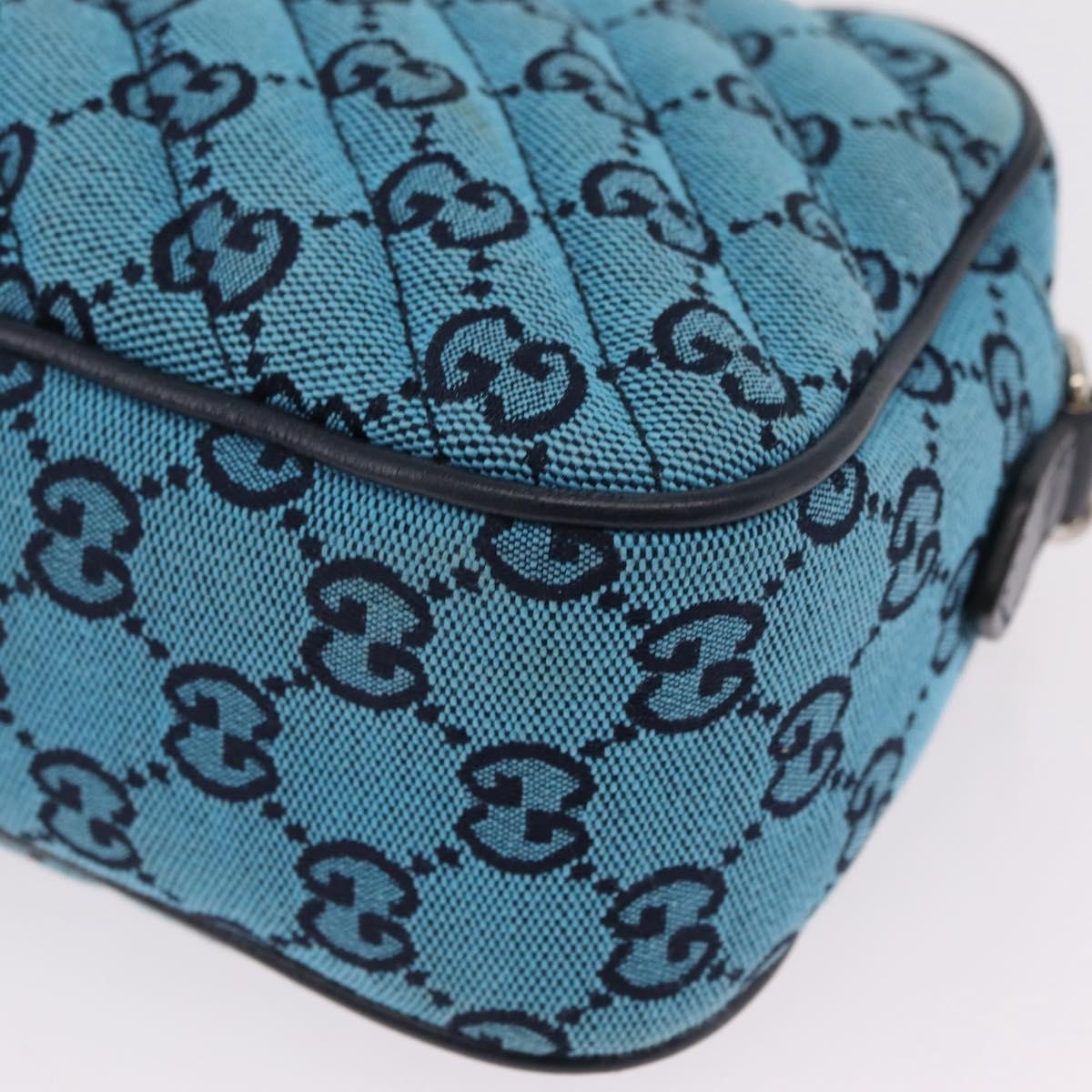 Gucci GG Marmont Multicolor Diagonal Quilted GG Canvas, Blue, Canvas, Shoulder Bag