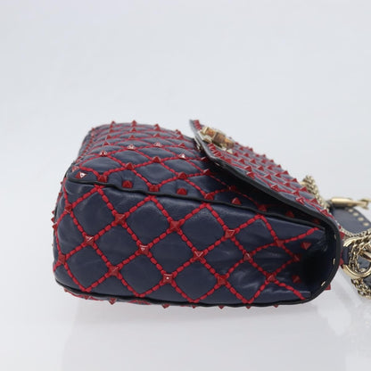 Valentino Garavani Rockstud Spike Flap Quilted Leather, Navy, Leather, Shoulder Bag