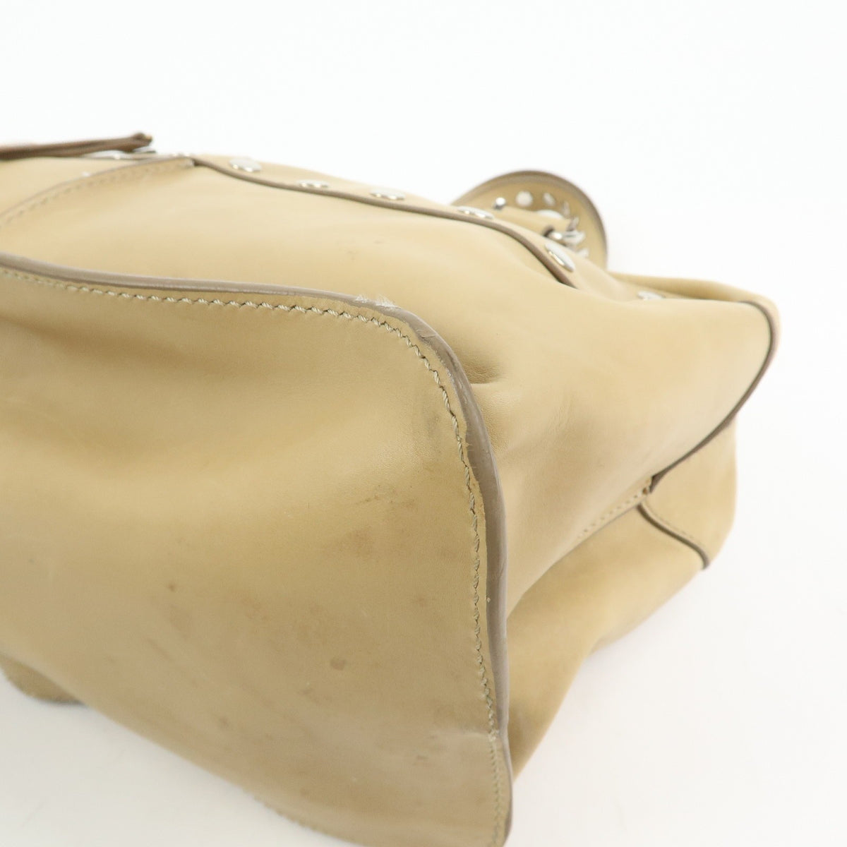 Celine Bowling Leather, Beige, Leather, Handbag