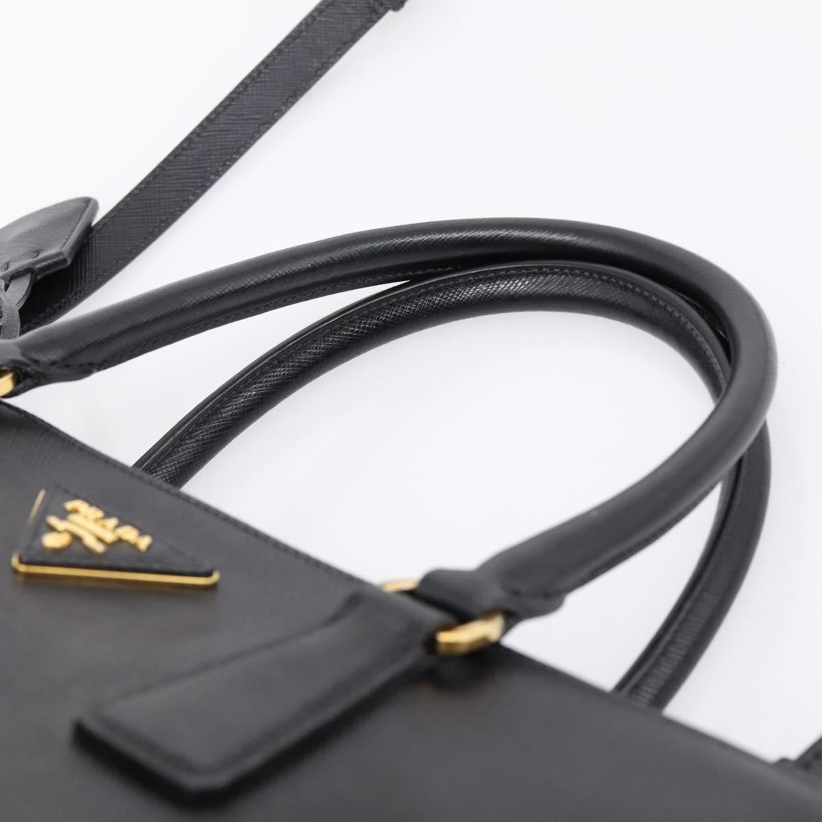 Prada Galleria Double Zip Saffiano Leather, Black, Leather, Tote Bag