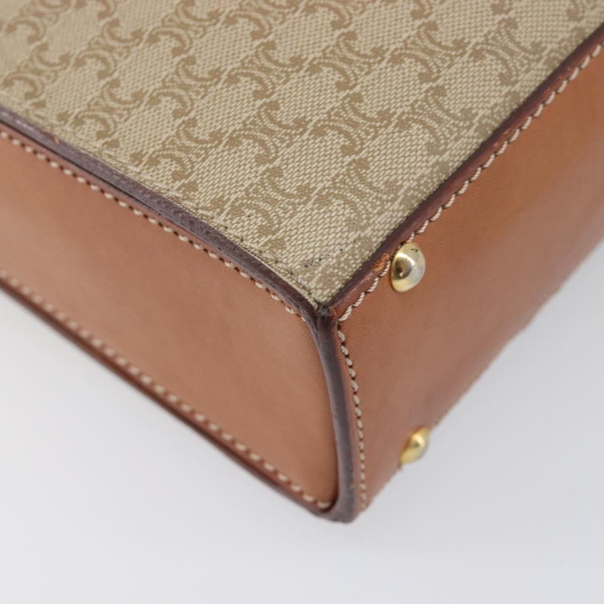 Celine Macadam Leather, Beige, Canvas, Shoulder Bag