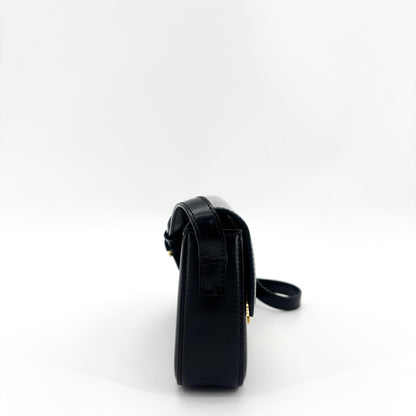 Celine Triomphe East-West Smooth Calfskin, Black, Leather, Shoulder Bag