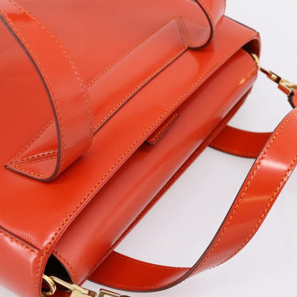 Celine Top Handle Leather, Orange, Leather, Handbag