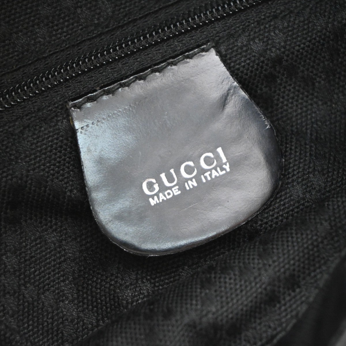 Gucci Vintage Bamboo Nylon and Patent Leather, Black, Nylon, Backpack
