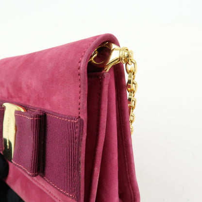 Salvatore Ferragamo Ginny Chain Waist Suede, Purple, Suede, Handbag
