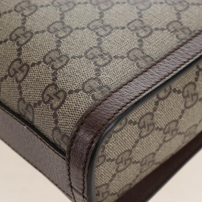 Gucci Cut Out Handle Printed GG Coated Canvas, Brown, Canvas, Tote Bag