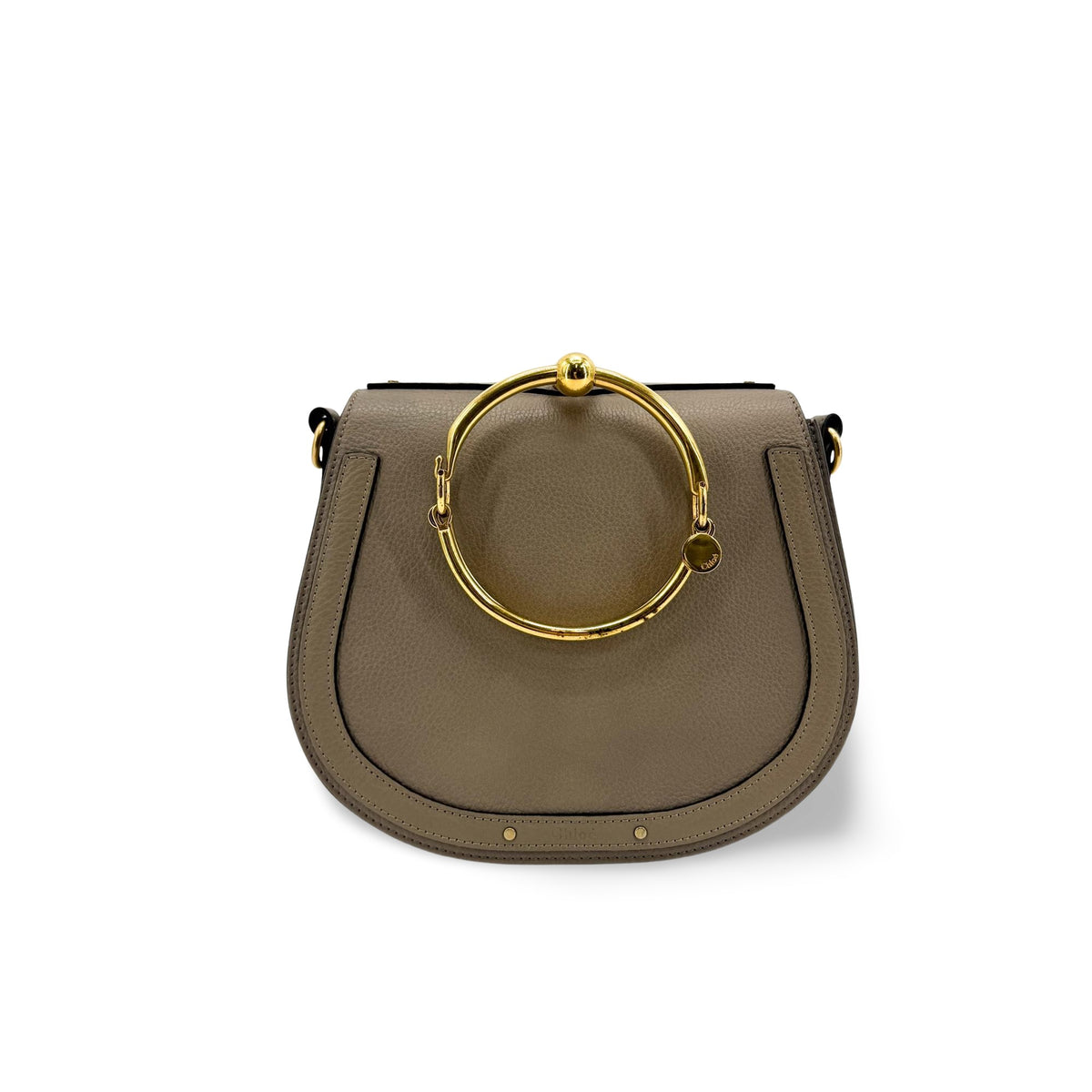 Chloe Nile Crocodile Embossed Leather, Brown, Leather, Crossbody Bag