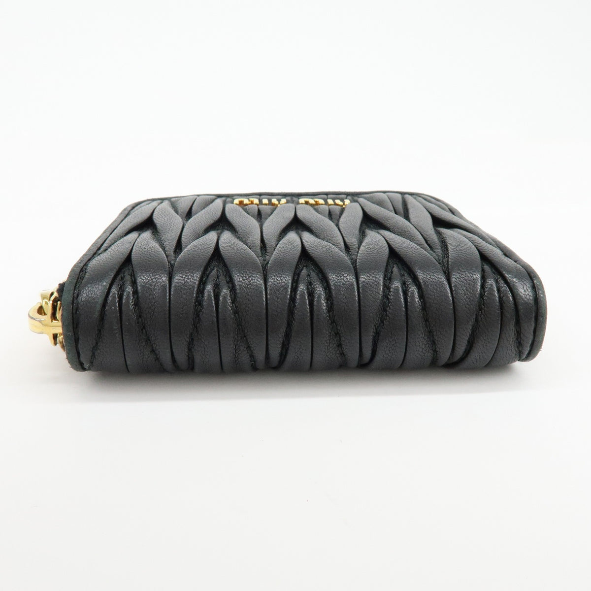 Miu Miu Zip Around Matelasse Leather, Black, Leather, Wallet