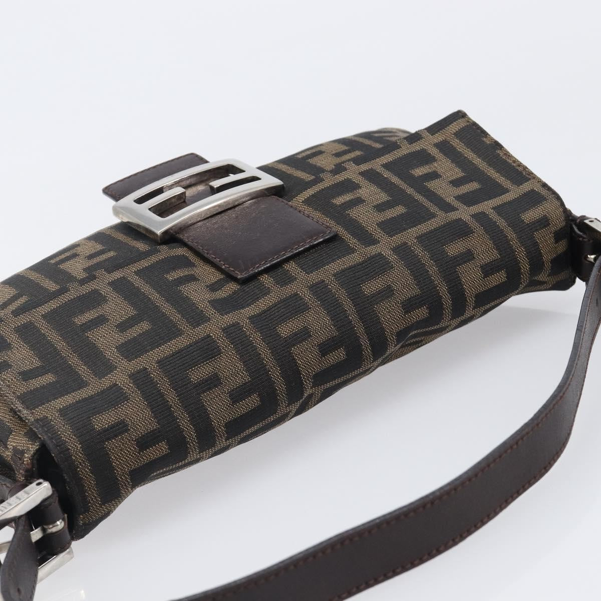 Fendi Mamma Baguette Zucca Jacquard Velvet, Brown, Canvas, Shoulder Bag