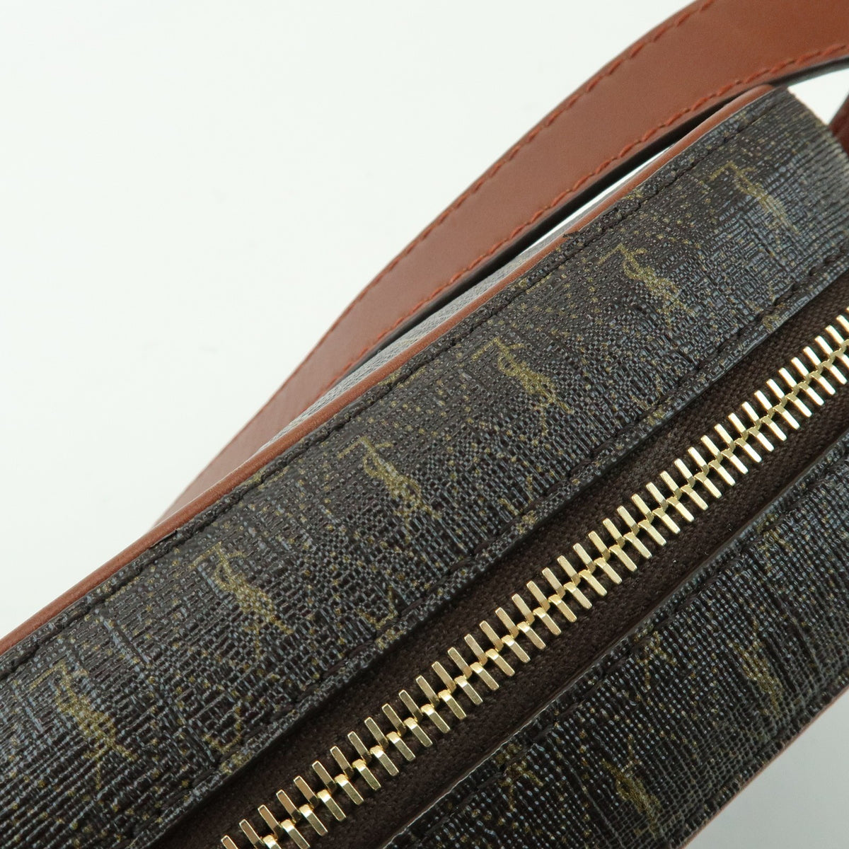 Saint Laurent Le Monogramme Camera Monogram All Over Coated Canvas and Leather, Brown, Canvas, Handbag