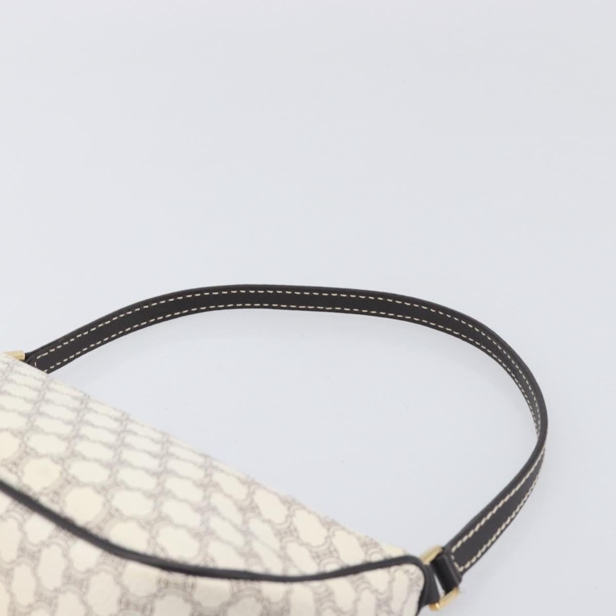 Celine Triomphe Macadam Zip Shoulder Bag Canvas, White, PVC, Clutch