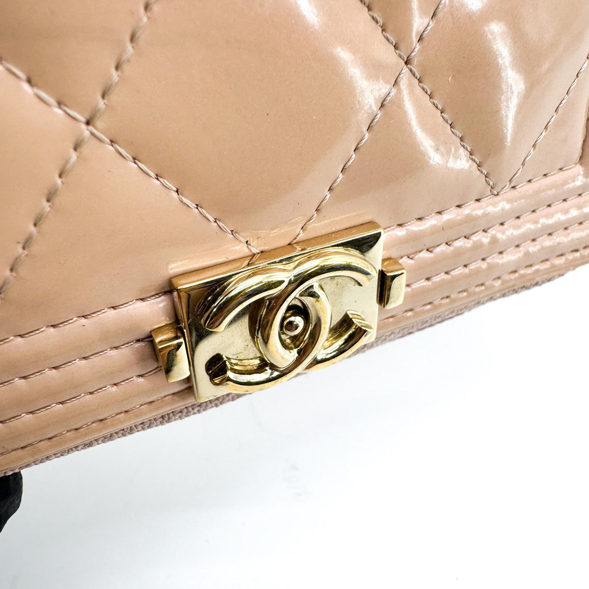 Chanel Boy Zip Around Quilted Patent, Pink, Patent Leather, Wallet