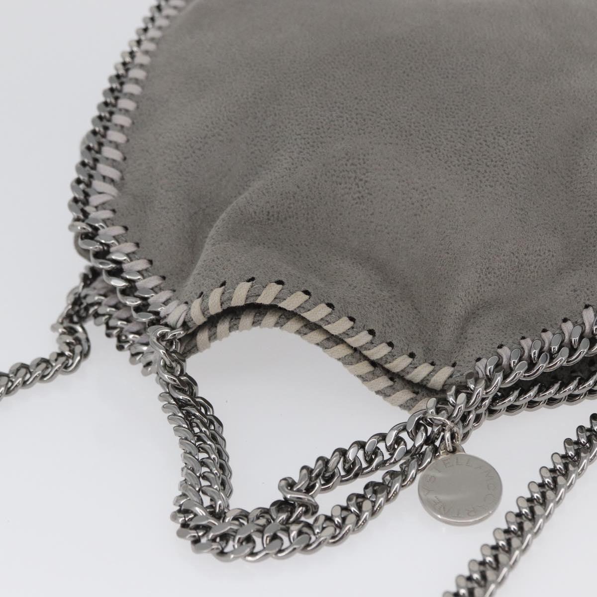 Stella McCartney Falabella Fold Over Faux Leather, Gray, Polyester, Shoulder Bag