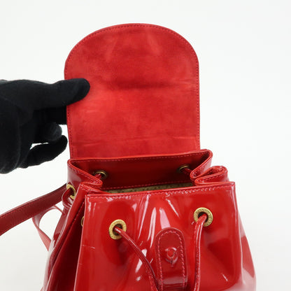 Gucci Vintage Bamboo Patent, Red, Patent Leather, Backpack