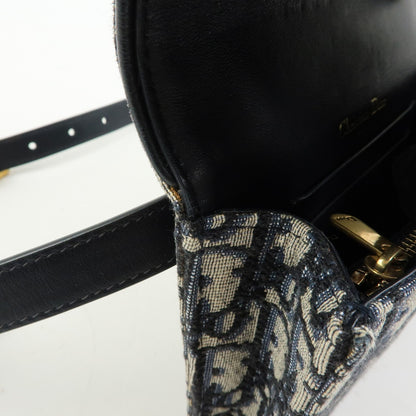 Christian Dior Saddle Belt Oblique Canvas, Navy, Canvas, Handbag