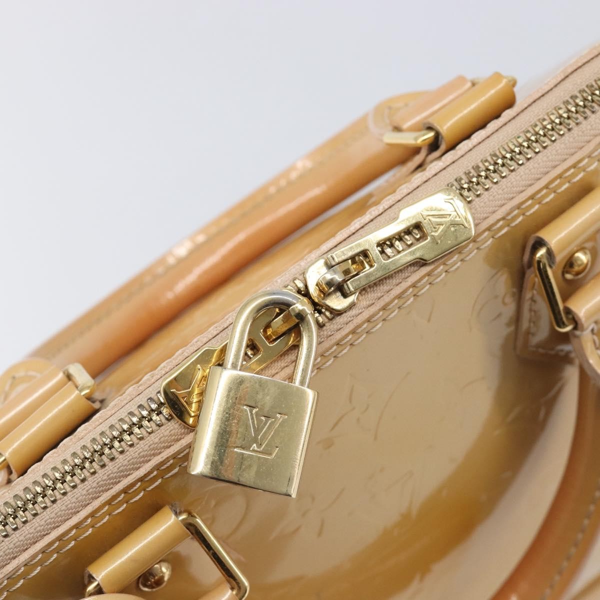 Louis Vuitton Alma Monogram Vernis, Beige, Patent Leather, Handbag