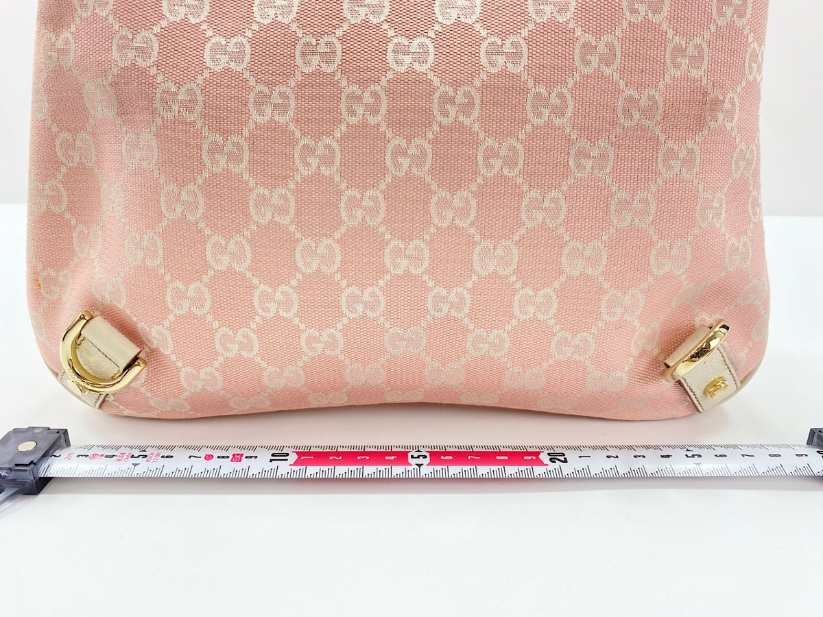 Gucci Abbey D-Ring Hobo GG Denim, Pink, Canvas, Shoulder Bag