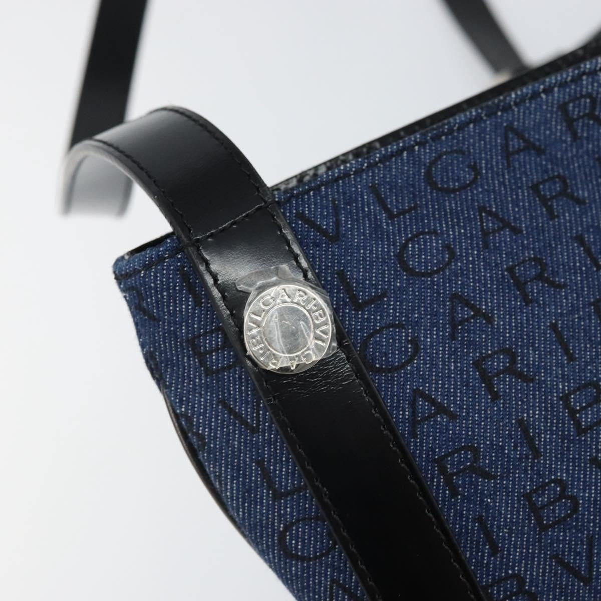 Bvlgari Logomania Canvas with Leather, Blue, Canvas, Shoulder Bag