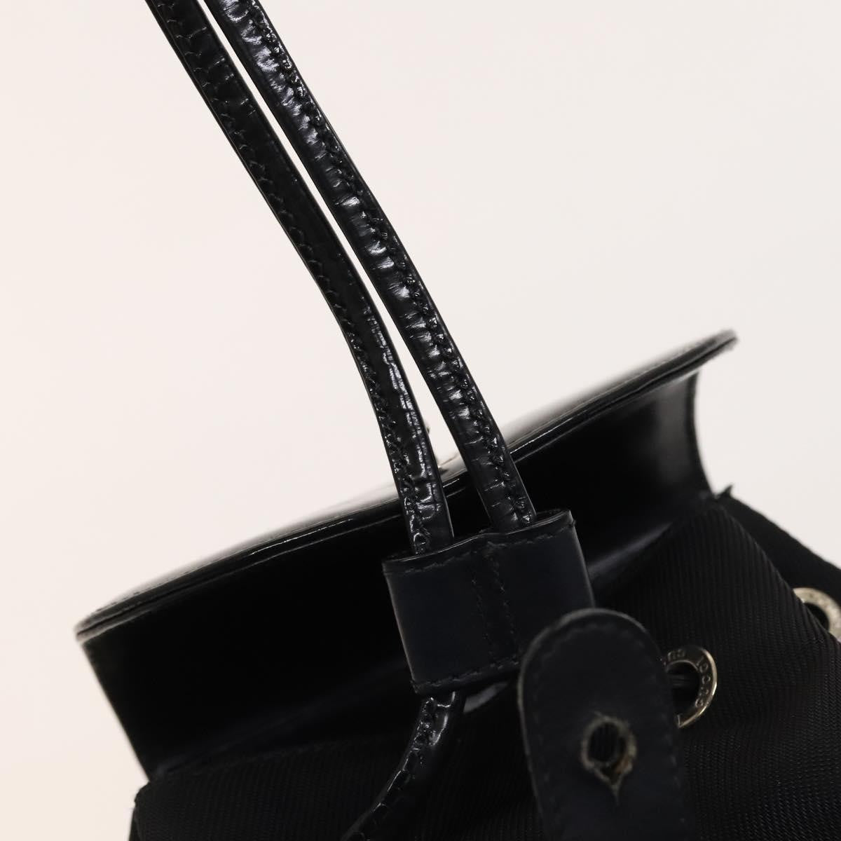 Gucci Vintage Bamboo Nylon and Patent Leather, Black, Nylon, Backpack