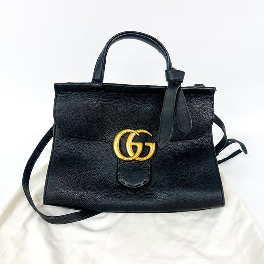 Gucci GG Marmont Pouch Leather, Black, Leather, Clutch