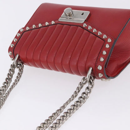 Prada Sound Studded Quilted Leather, Red, Leather, Handbag