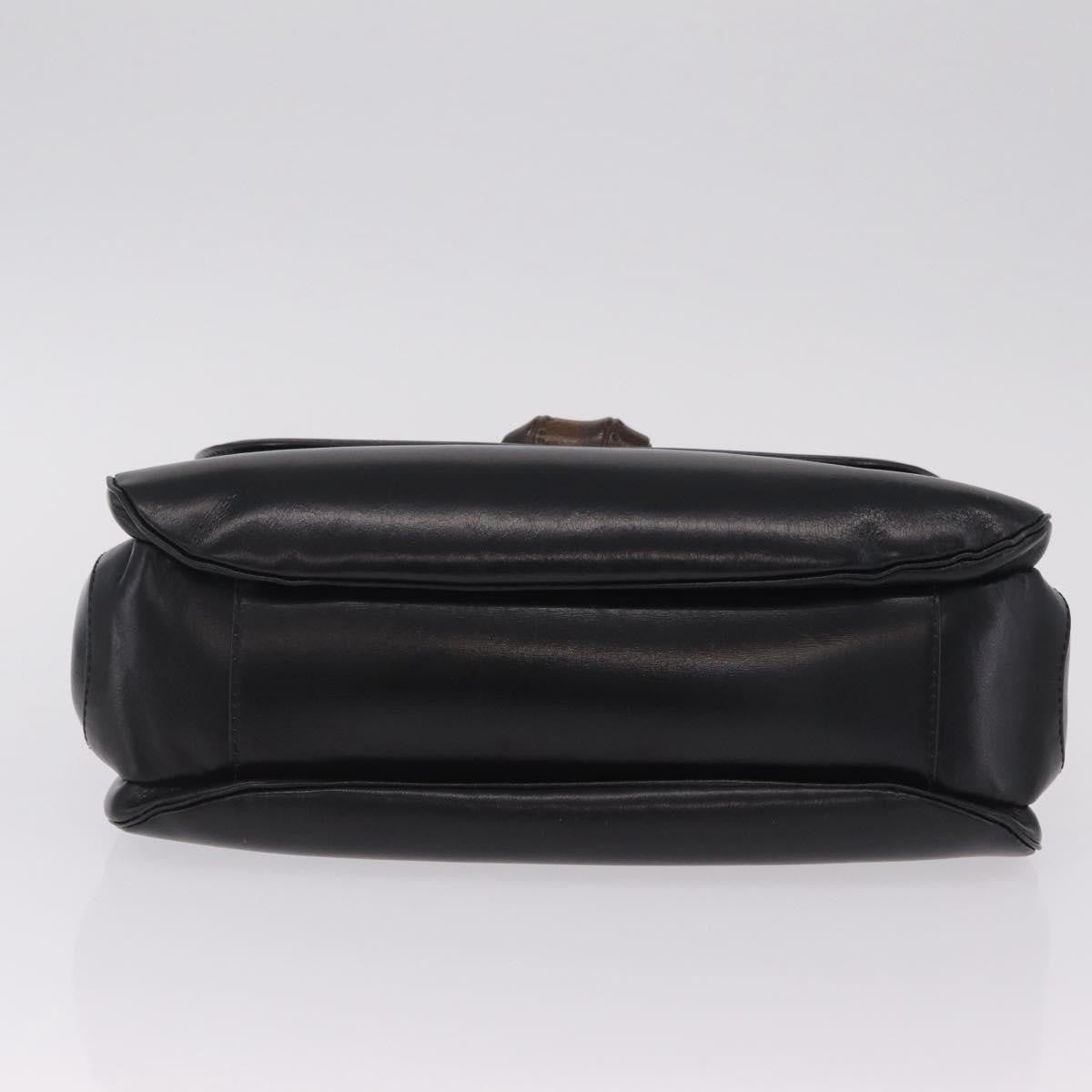 Gucci Vintage Bamboo Top Handle Leather, Black, Leather, Handbag