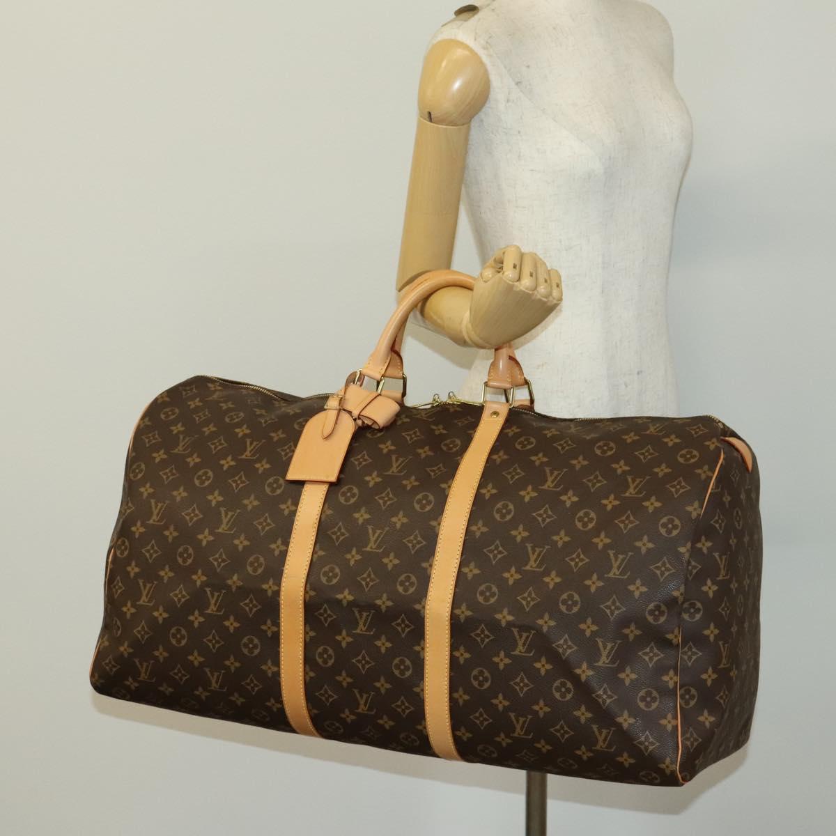 Louis Vuitton Keepall Bag Monogram Canvas, BROWN, CANVAS, Travel bag