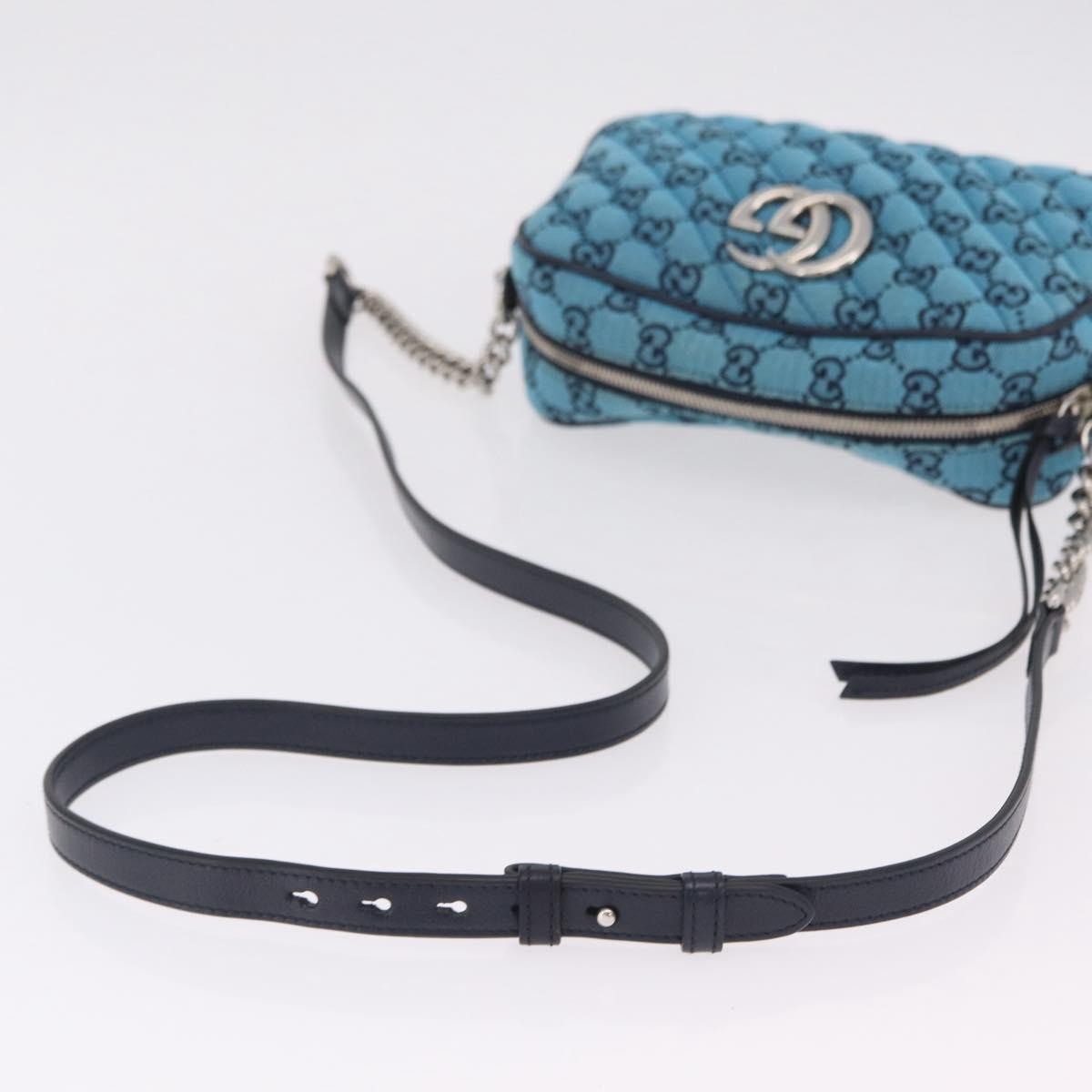 Gucci GG Marmont Multicolor Diagonal Quilted GG Canvas, Blue, Canvas, Shoulder Bag