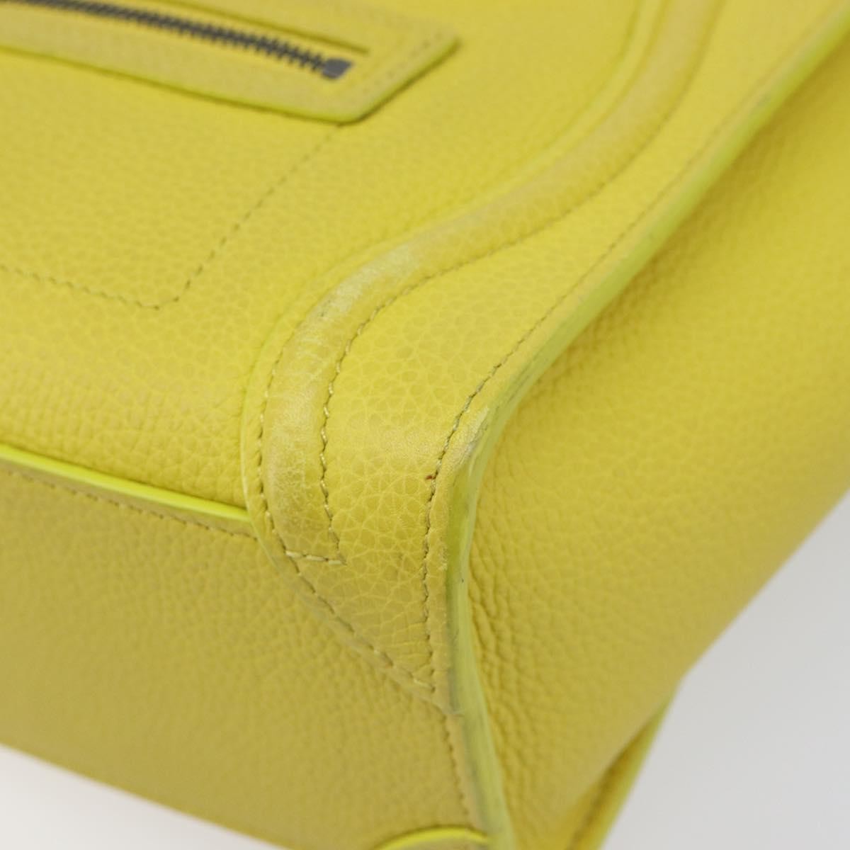 Celine Luggage Grainy Leather, Yellow, Leather, Handbag