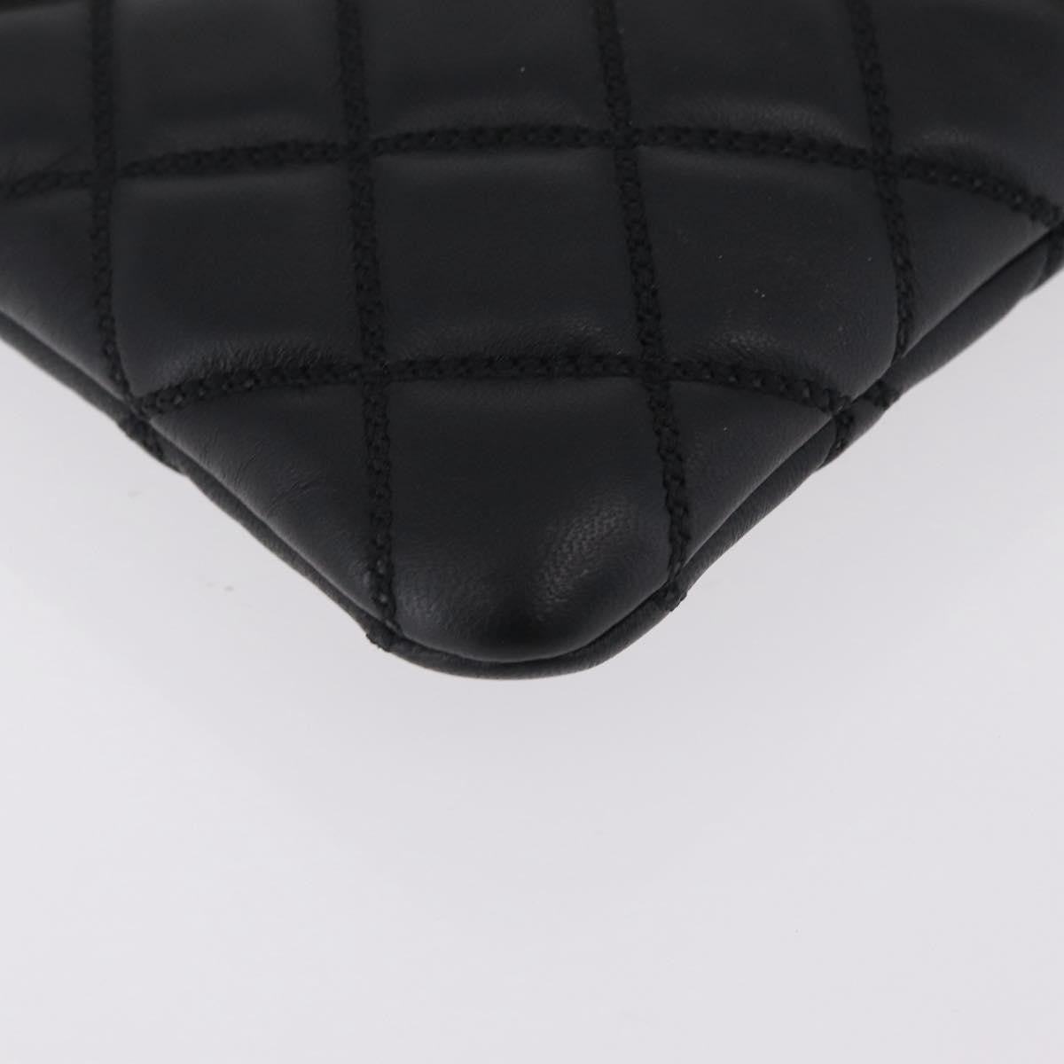 Chanel Bicolor Boy O Case Clutch Lambskin, Black, Leather, Clutch