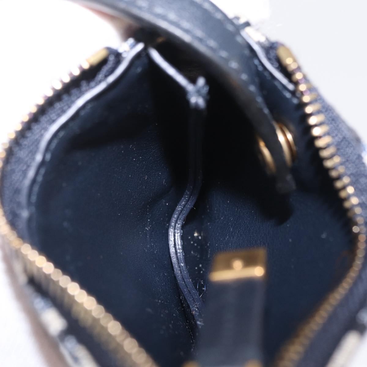 Christian Dior Vintage Saddle Zip Coin Purse Diorissimo Canvas, Navy, Canvas, Clutch