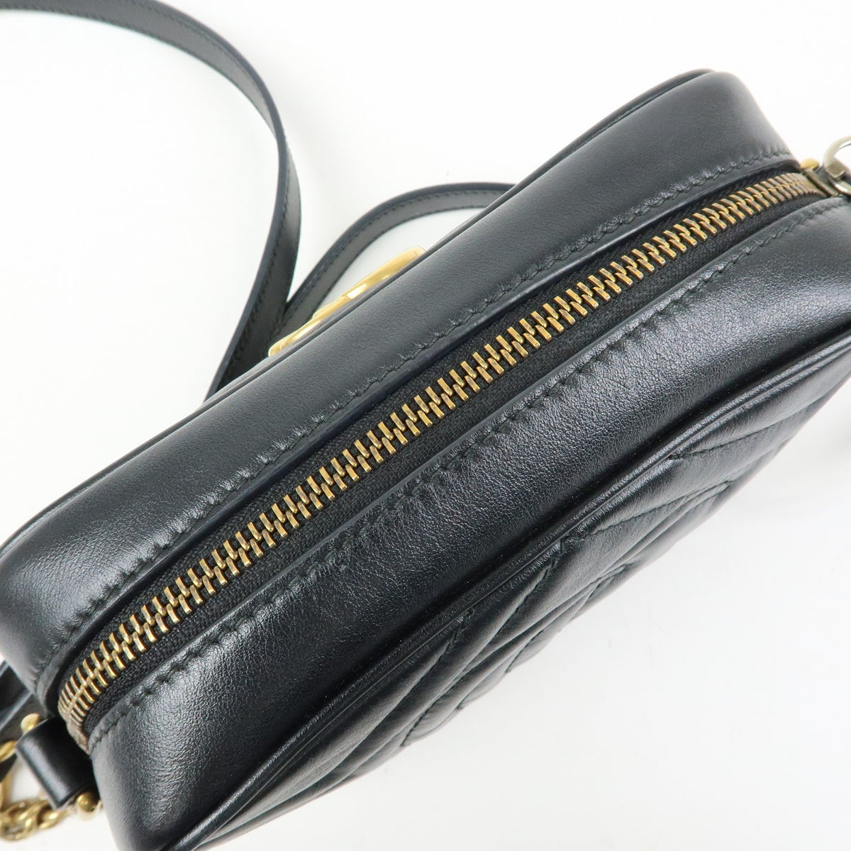 Gucci GG Marmont Matelasse Patent, Black, Leather, Shoulder Bag