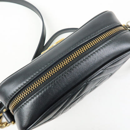 Gucci GG Marmont Matelasse Patent, Black, Leather, Shoulder Bag