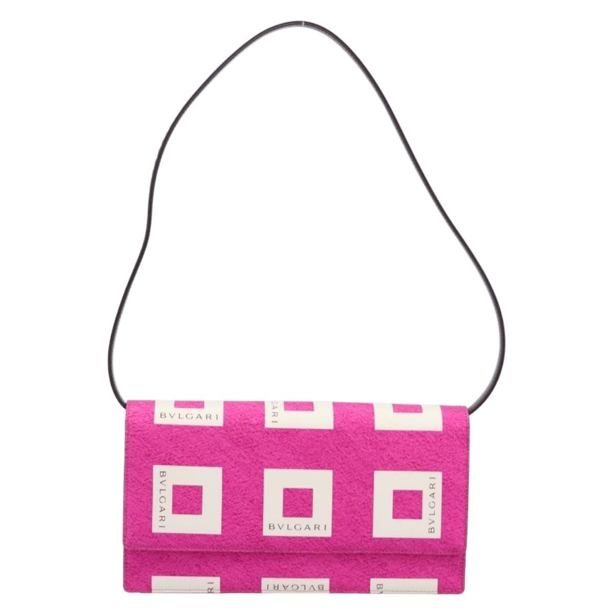 Bvlgari Clutch Canvas and Leather, Pink, Canvas, Clutch