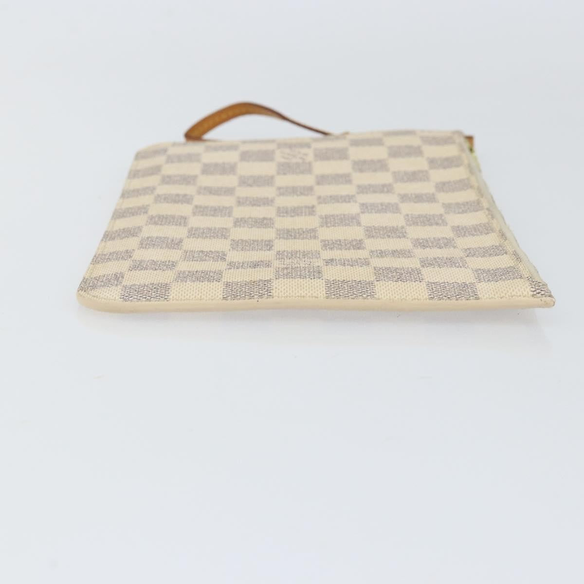 Louis Vuitton Neverfull Pochette Damier, White, Canvas, Clutch