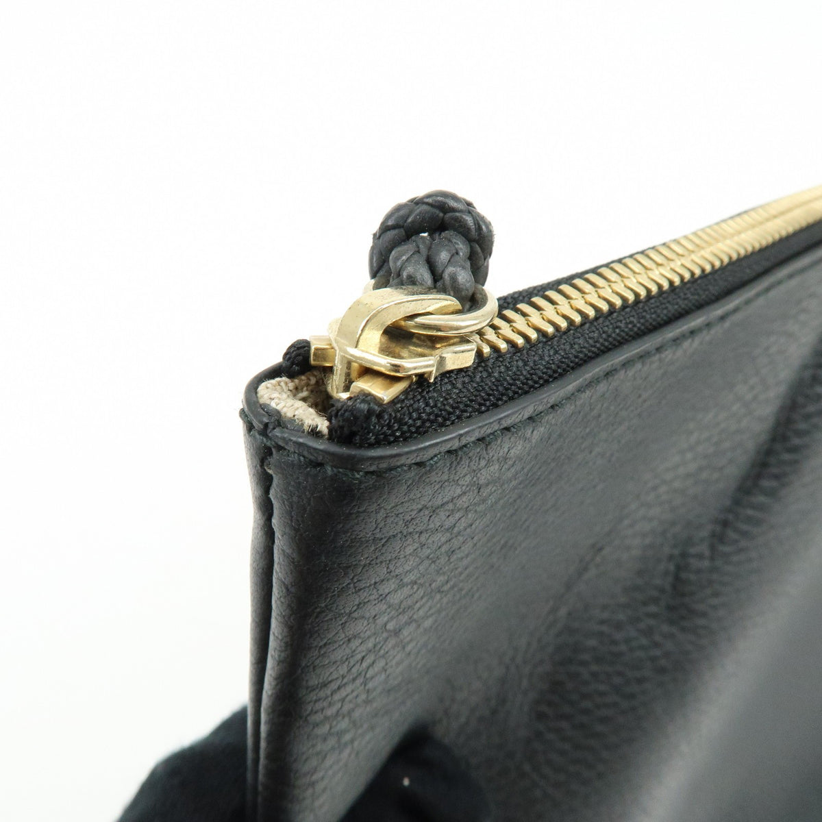 Gucci Bamboo Zip Pouch (Outlet) Leather, Black, Leather, Clutch