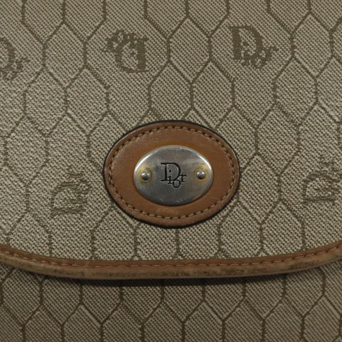 Christian Dior Vintage Honeycomb Flap Canvas and Leather, Beige, Canvas, Shoulder Bag
