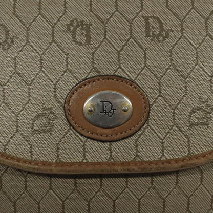 Christian Dior Vintage Honeycomb Flap Canvas and Leather, Beige, Canvas, Shoulder Bag