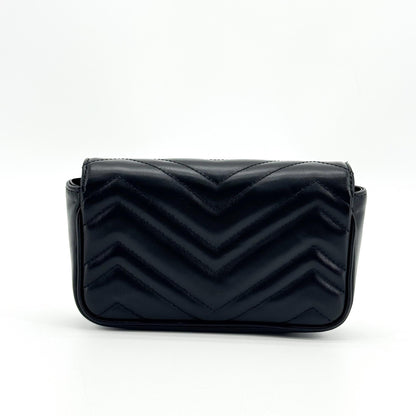 Gucci GG Marmont Flap Matelasse Leather, Black, Leather, Handbag