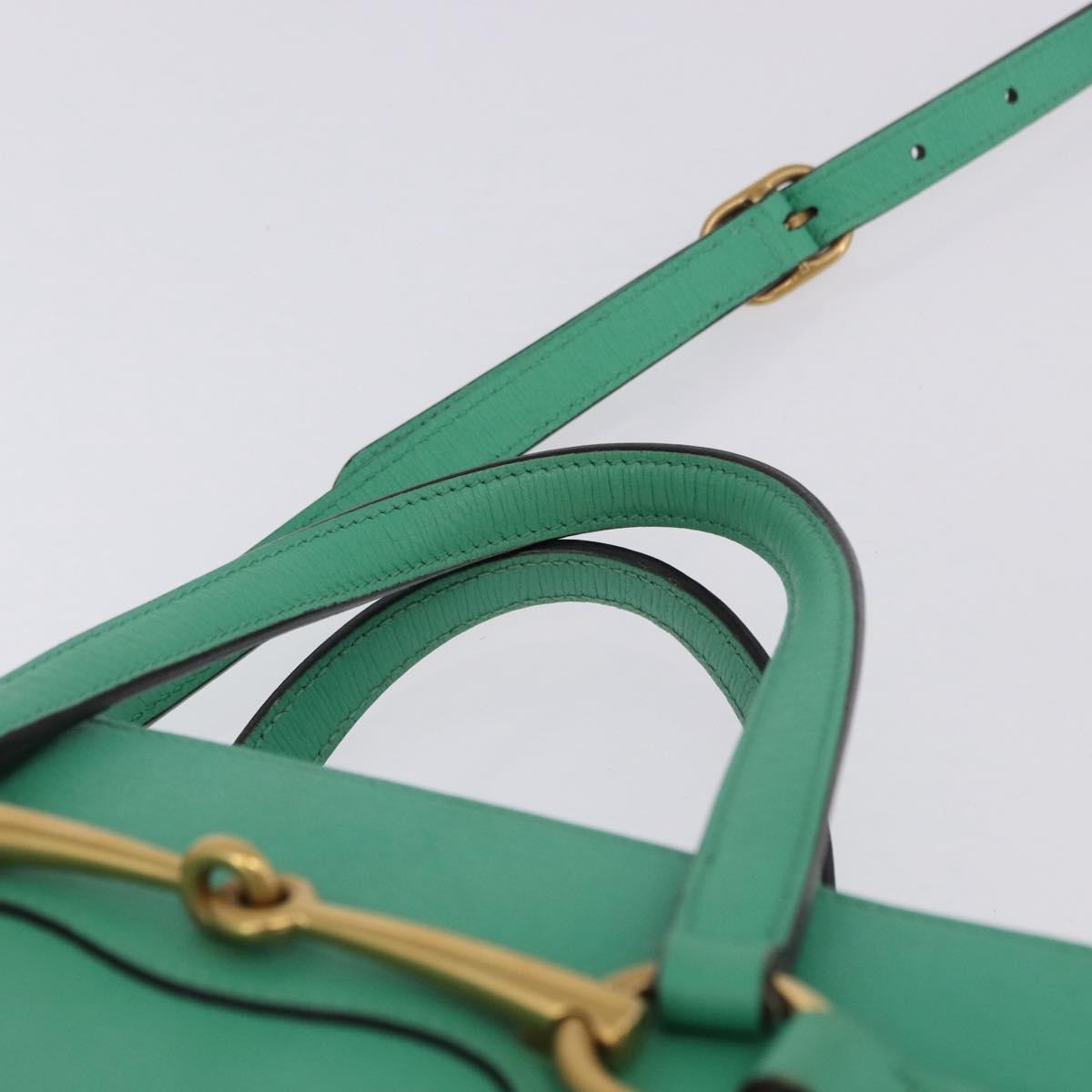 Gucci Bright Bit Convertible Leather, Green, Leather, Tote Bag