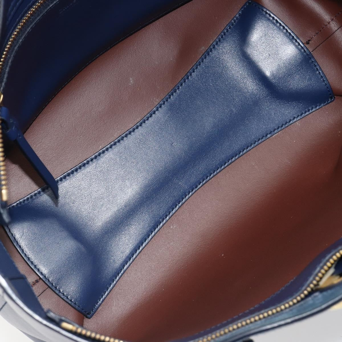Chloe C Zipped Leather, Blue, Leather, Tote Bag