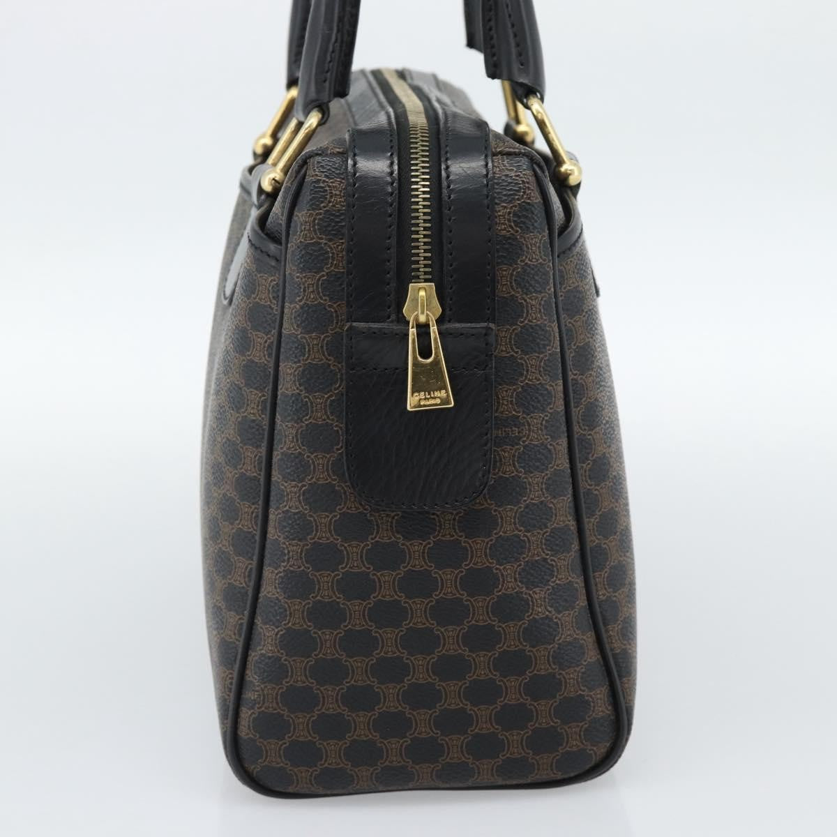 Celine Vintage Boston Macadam Coated Canvas, Black, Canvas, Handbag