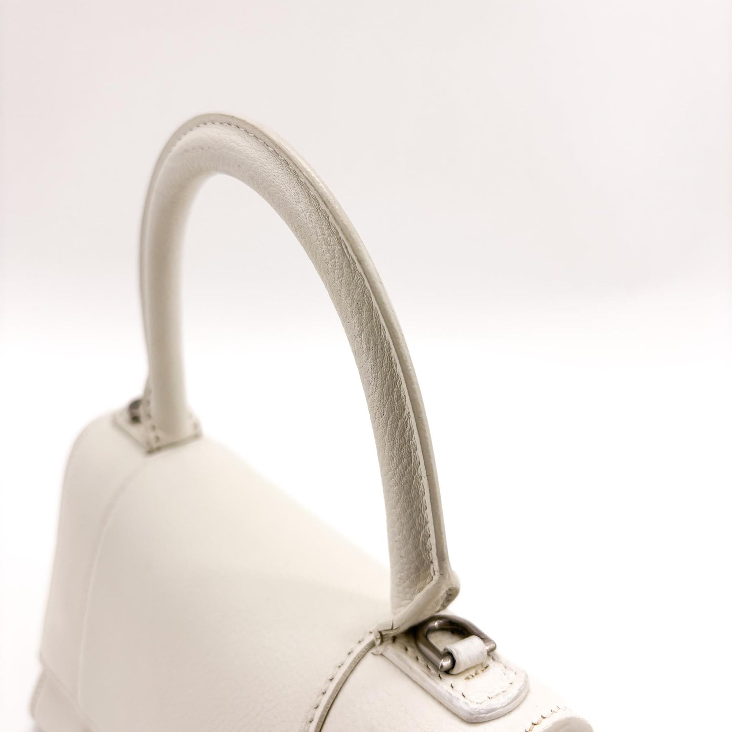 Balenciaga Hourglass Top Handle Leather, White, Leather, Handbag