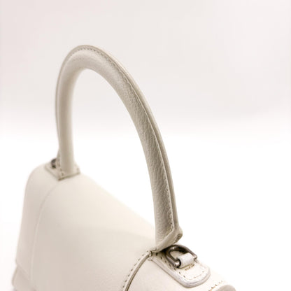 Balenciaga Hourglass Top Handle Leather, White, Leather, Handbag