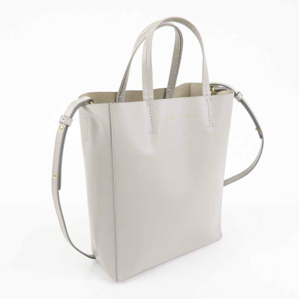 Celine Vertical Cabas Leather, Beige, Leather, Tote Bag