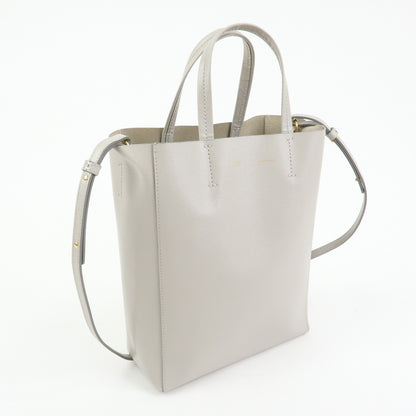 Celine Vertical Cabas Leather, Beige, Leather, Tote Bag
