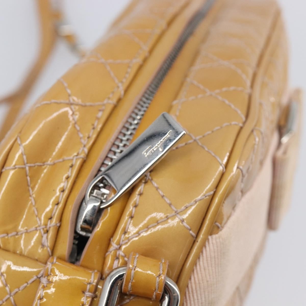 Salvatore Ferragamo Vala Patent Leather, Beige, Patent Leather, Shoulder Bag