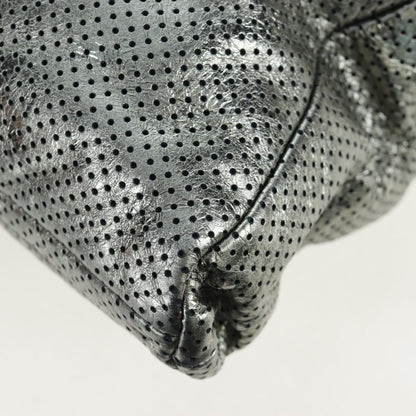 Chanel Drill Perforated Leather, Silver, Leather, Tote Bag