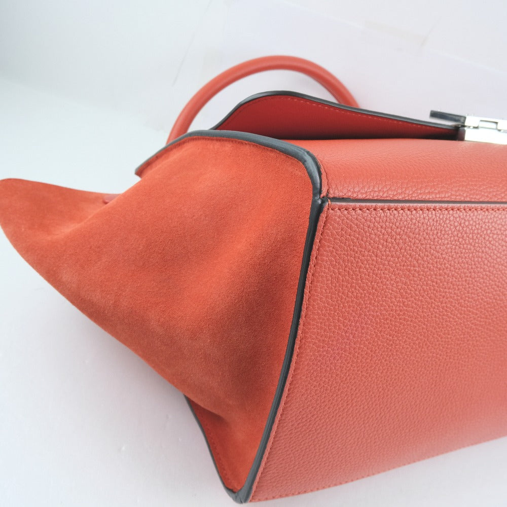 Céline Trapèze, Orange, Leather, handbag